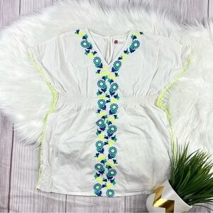 Mini Boden Girls 7 Boho Embroidered Cover Up Summer Beach Dress Tunic Kaftan